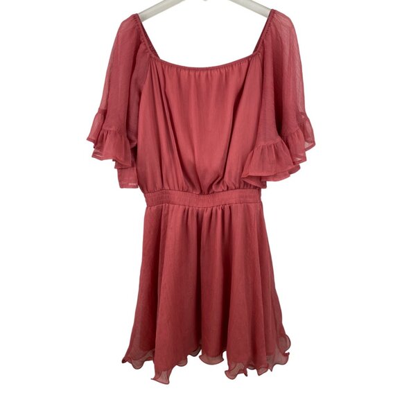 Endless Rose Dresses & Skirts - Endless Rose Womens Size L Pink Off-The-Shoulder Ruffle Sleeve Lined Dress